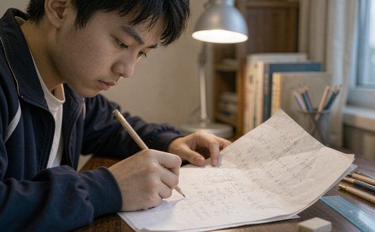 草稿纸上演算数学题