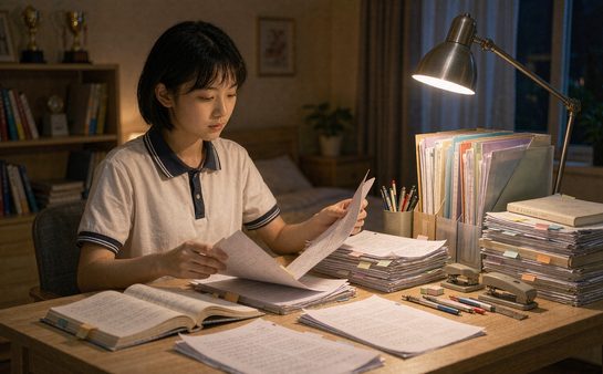 试卷与错题整理在书桌上
