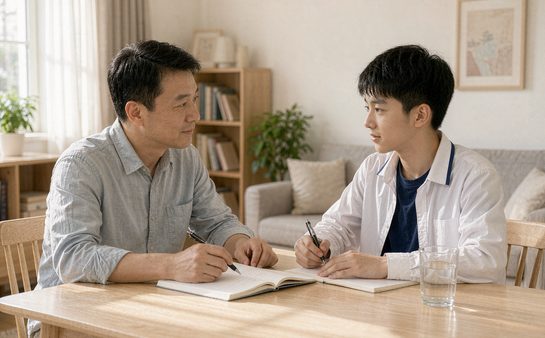 家长与高中生一起做学习计划
